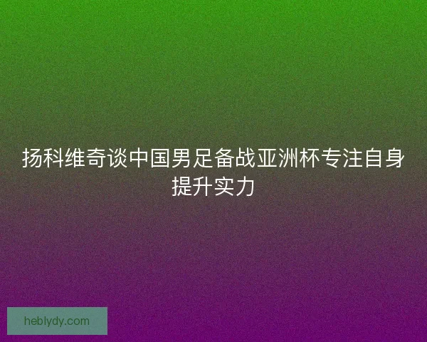 扬科维奇谈中国男足备战亚洲杯专注自身提升实力